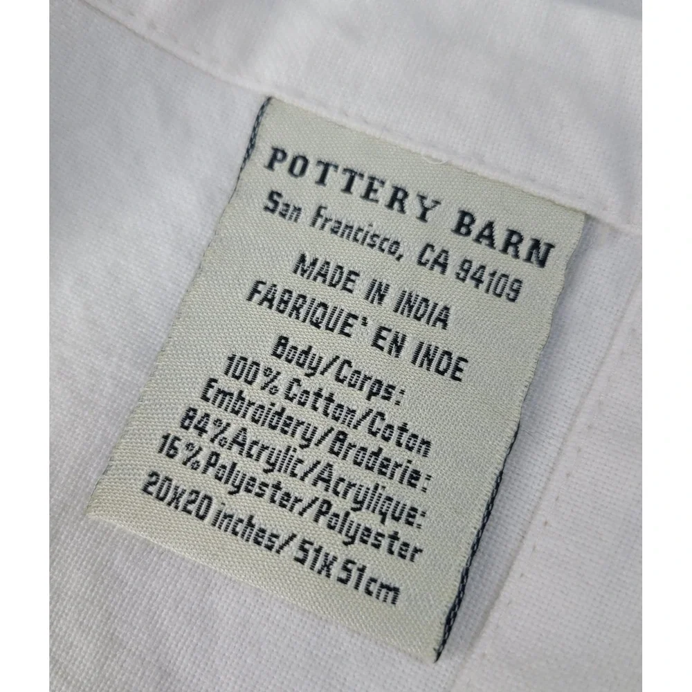 Pottery Barn Pinecone Embroidered Napkins 2009 Set of 8 Winter Holiday RARE